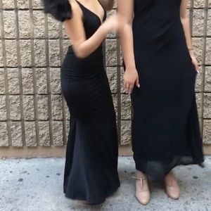 Black open back prom dress
